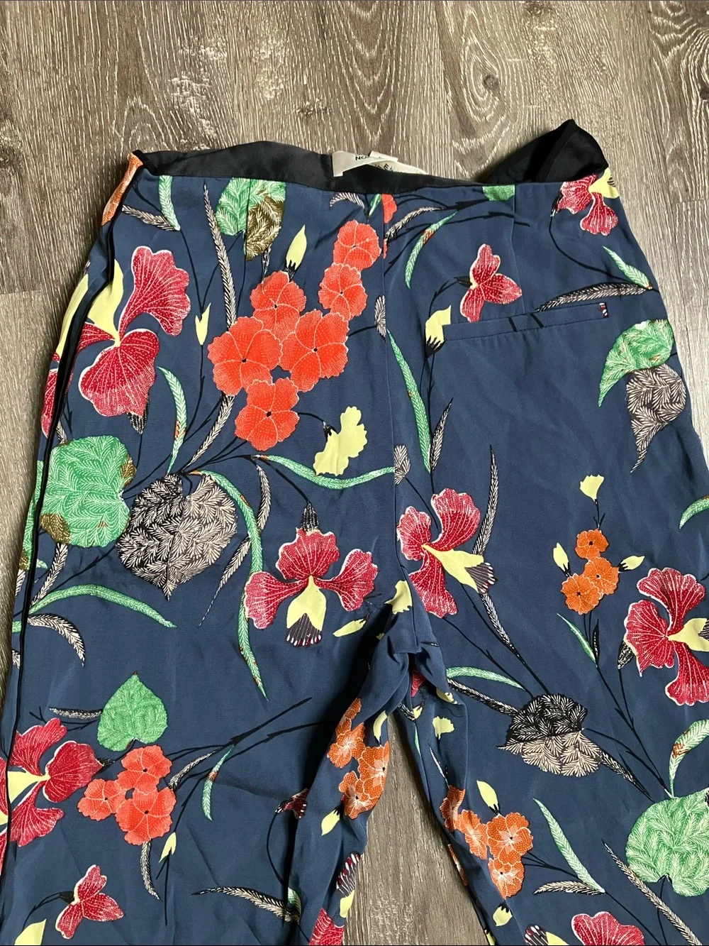 Diane Von Furstenberg Navy Floral Wide-Leg Pants